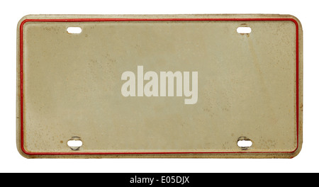 Vehicle License Plate with Copy Space Isolated on White Background. Stock Photo
