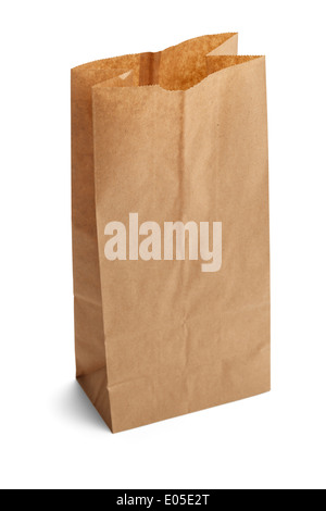 Brown Paper Bag Opened and Isolated on a White Background. Stock Photo