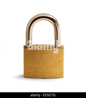 Brass padlock isolated on a white studio background Stock Photo - Alamy