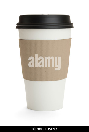 White Cup with Black Lid Isolated on White Background. Stock Photo