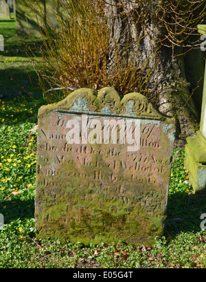 18th.century gravestone. Church of Saint Augustine. Alston, Cumbria, England, United Kingdom, Europe. Stock Photo