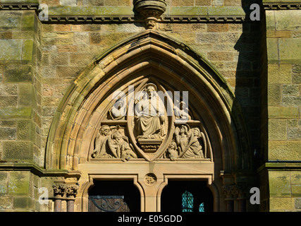 Tympanum above tower doorway. Church of Saint Augustine. Alston, Cumbria, England, United Kingdom, Europe. Stock Photo