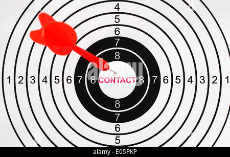 Contact text on target Stock Photo