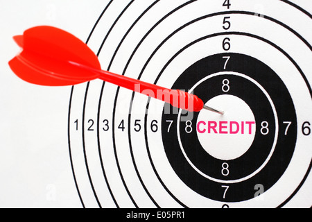 Credit text on target Stock Photo