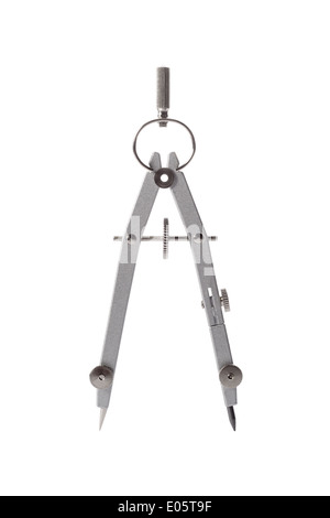 Tools: screw compasses, drawing tool, isolated on white background Stock Photo