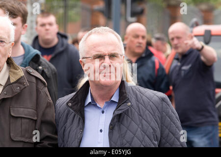 Divis Street, Belfast, Northern Ireland, UK. 3rd May 2014. Raymond McCartney at the new mural on Divis Street, Belfast, against the continuing detention of Mr Adams Credit:  Bonzo/Alamy Live News Stock Photo