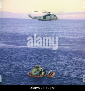Apollo 11 recovery after splashdown. Command Module 'Columbia' for NASA ...