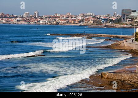 Coast of the Atlantic Ocean in Cascais and Estoril, resort towns in Portugal, near Lisbon. Stock Photo