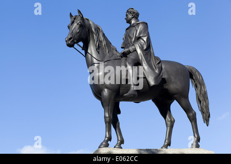 statue of George IV in Trafalgar Square, London, bronze equestrian statue Stock Photo