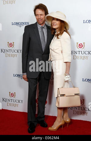 Louisville, KY, USA. 3rd May, 2014. Movie and TV producer Jerry Bruckheimer and his wife Linda on the red carpet at the Kentucky Derby at Churchill Downs May 3, 2014 in Louisville, Ky. Photo by Amy Wallot © Lexington Herald-Leader/ZUMAPRESS.com/Alamy Live News Stock Photo