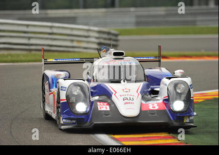 02-03.05.2014. Spa, Belgium. 6-Hours WEC endurance championship motor racing. #8 TOYOTA RACING (JPN) TOYOTA TS 040 HYBRID ANTHONY DAVIDSON (GBR) NICOLAS LAPIERRE (FRA) SEBASTIEN BUEMI (CHE) Stock Photo