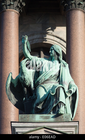 Sculpture of Evangelist John with an eagle, on the Isaac cathedral, St Petersburg, Russia Stock Photo