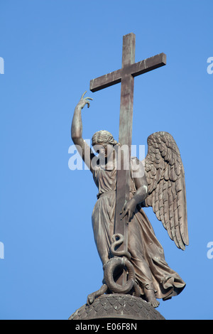 Angel on the top of Alexander column on Palace square, St.Petersburg, Russia. Stock Photo