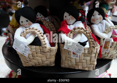 Traditional Mexican handcrafted Maria de Mexico dolls for sale at Cancun airport, Mexico Stock Photo