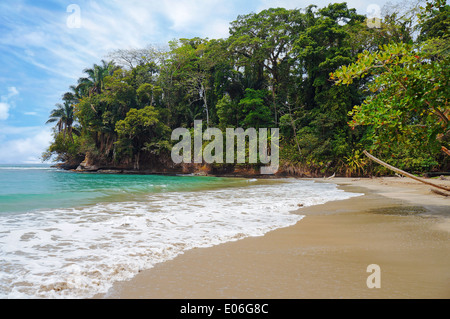 Tropical beach with beautiful vegetation, Punta Uva, Puerto Viejo, Costa Rica Stock Photo