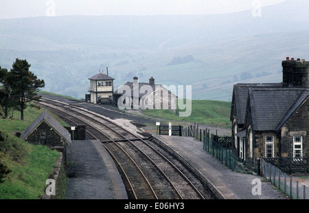 Dent railway station, on the Settle-Carlisle line, pictured in 1984, prior to the removal of signal box and renovation and conversion of buildings to holiday lets Stock Photo