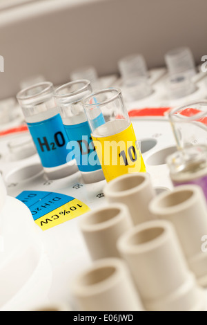 Sample test tubes in centrifuges Stock Photo