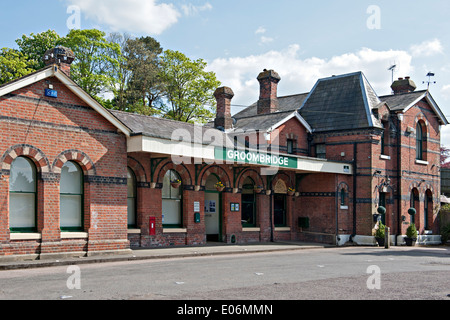 A view of the old preserved railway station buildings at Gunton Station ...