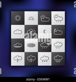 Simple weather icons on black and white squares Stock Photo
