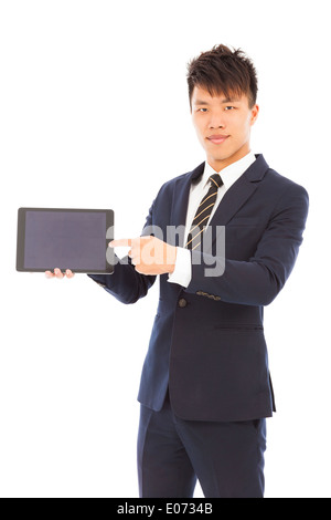 businessman holding a tablet to presenting Stock Photo