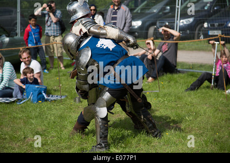 Medieval sword fighting at Morden Hall Country Show, Stock Photo