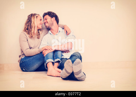 Happy young couple at home Stock Photo