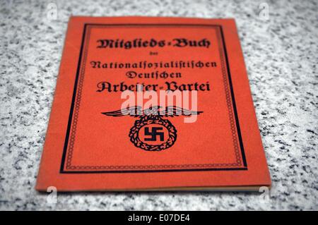 Berlin, Germany. 03rd Nov, 2013. A membership card of the Nazi Party is on display at the German Historical Museum on Unter den Linden in the Mitte district of Berlin, Germany, 03 November 2013. Photo: Berliner Verlag/Steinach - NO WIRE SERVICE -/dpa/Alamy Live News