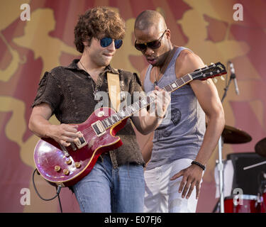 New Orleans, Louisiana, USA. 4th May, 2014. TROMBONE SHORTY (aka TROY ANDREWS) performs live with his band, Trombone Shorty & Orleans Avenue, at NOLA Jazz Fest in New Orleans, Louisiana © Daniel DeSlover/ZUMAPRESS.com/Alamy Live News Stock Photo