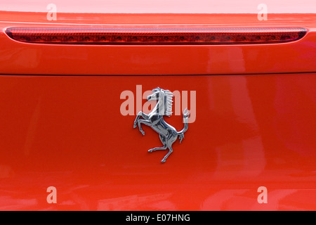 Ferrari name badge and horse logo Ferrari 458 Italia Stock Photo