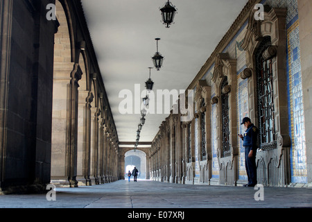 Arched walkway in the Zocalo (main square) of Mexico City, Mexico Stock Photo