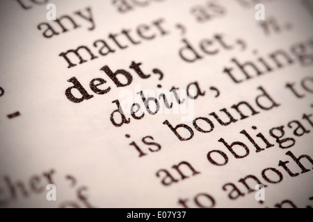 The word 'Debt' in a dictionary Stock Photo