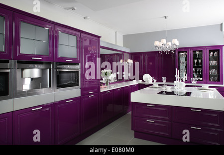 kitchen design purple colour