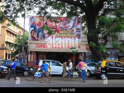 Mumbai, Maharashtra, India. 29th Apr, 2014. Super Plaza Cinema on Grant Road has started screening Regional Bhojpuri films to survive. Figures from the Film Federation of India published show that the number of single-screen cinemas in the country fell from 13,000 to about 10,000 over a five-year period to 2012. They are continuing to shut down or are being converted to Multiplexes - with plush seats and a wide range of food on offer to adapt to the tastes of the internet generation. © Subhash Sharma/ZUMA Wire/ZUMAPRESS.com/Alamy Live News Stock Photo