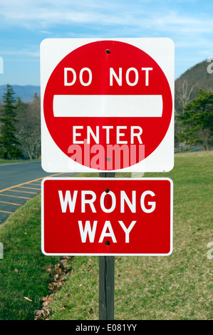 Wrong way/do not enter traffic sign. Stock Photo