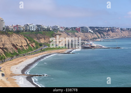 The steep coast of the district of Barranco in Lima, Peru Stock Photo