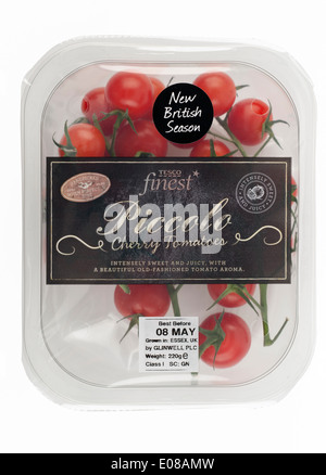 Tesco finest Piccolo cherry tomatoes in a plastic punnet Stock Photo