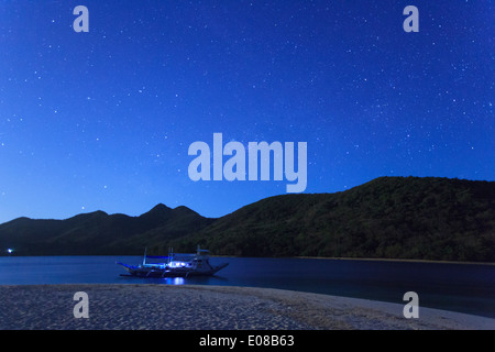 Philippines, Palawan, Culion Island, Milky Way and Arao Beach Stock Photo