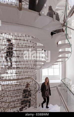 Staircase in Somerset House, London, United Kingdom. Architect: Eva Jiricna Architects Ltd, 2014. Angle view at 3rd floor. Stock Photo