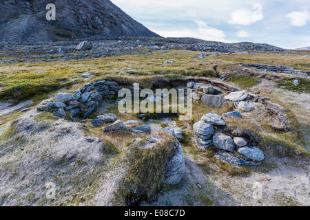 Thule semi subterranean winter home sites in Fechem Bay Baffin