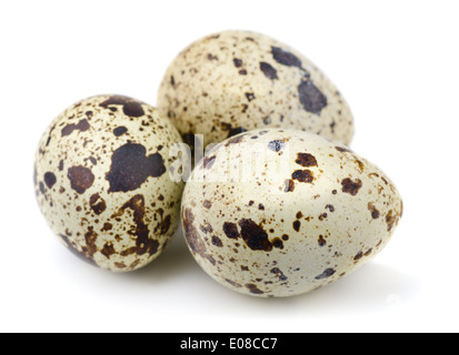 Three quail eggs isolated on white Stock Photo