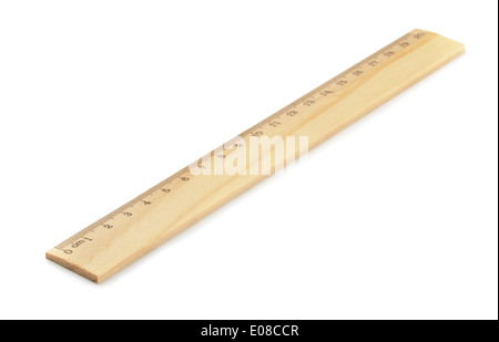 Wooden ruler isolated on white Stock Photo