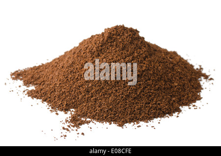 Pile of fresh ground coffee powder isolated on white Stock Photo