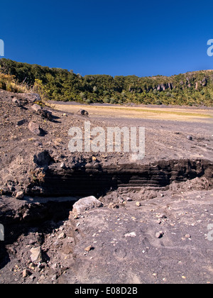 Vertical scene of Irazú Volcano National Park. Volcanic soil in Crater Diego de la Haya. Costa rica. Stock Photo