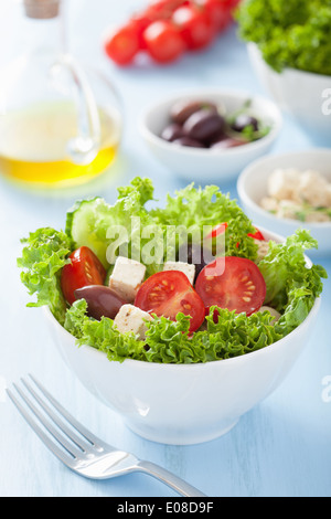 healthy salad with tomatoes olives and feta cheese Stock Photo - Alamy
