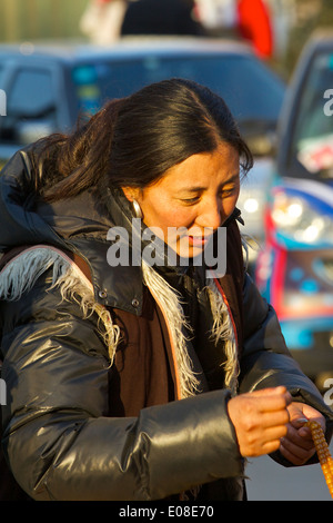 Chinese Woman Market Trader in The 798 Art District, Beijing, China. Stock Photo