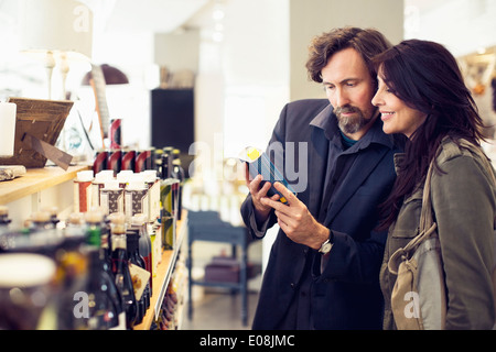 Mature couple shopping in grocery store Stock Photo