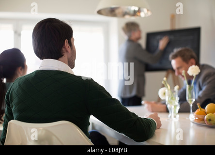 Rear view of businessman in meeting Stock Photo