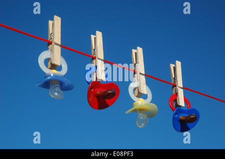 Illustration - A set of dummies hanging from a clothes line in Germany, 14 June 2013. Fotoarchiv für Zeitgeschichte - ATTENTION! NO WIRE SERVICE – Stock Photo