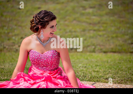 Model smiling and ready for the Prom Stock Photo