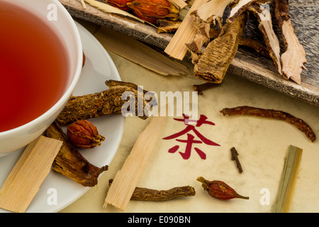 Ingredients fue a tea in the traditional Chinese medicine. Healing of illnesses by alternative methods., Zutaten fue einen Tee i Stock Photo